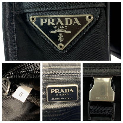PRADA Shoulder Bag Nylon Black SilverMetal Test Triangle With logo