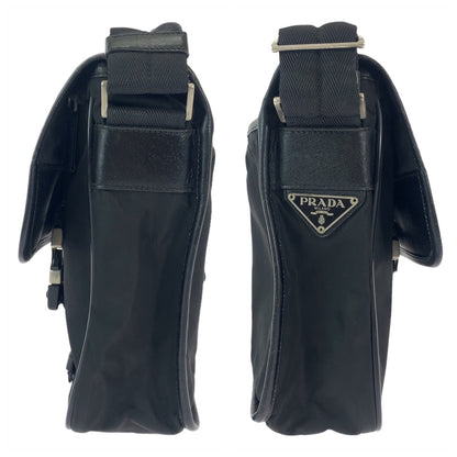 PRADA Shoulder Bag Nylon Black SilverMetal Test Triangle With logo