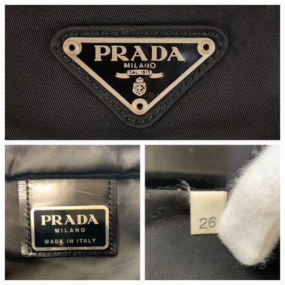 PRADA Shoulder Bag Nylon Black SilverMetal Test Triangle With logo