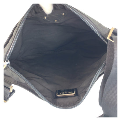 PRADA Shoulder Bag Nylon Black SilverMetal Test Triangle With logo