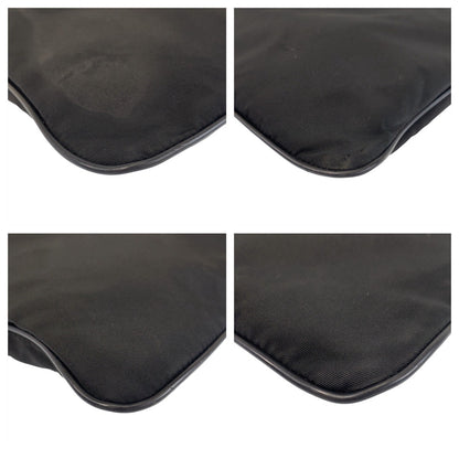PRADA Shoulder Bag Nylon Black SilverMetal Testo Saffiano leather Triangle With logo