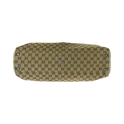 GUCCI Tote Bag 153213 GG canvas Beige White SilverMetal