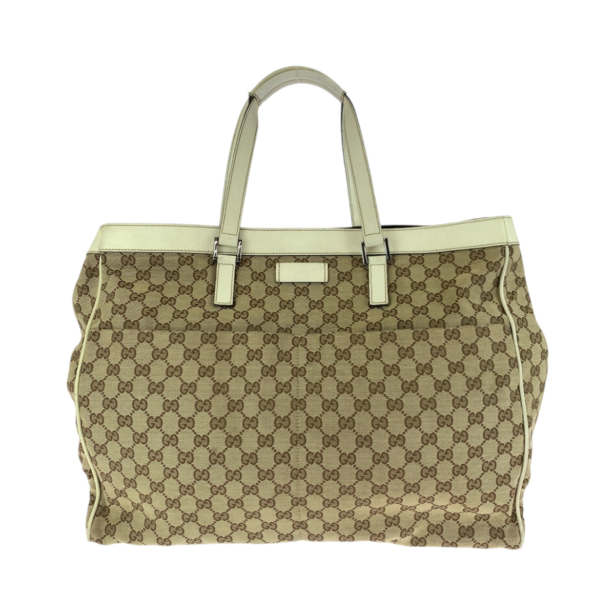 GUCCI Tote Bag 153213 GG canvas Beige White SilverMetal