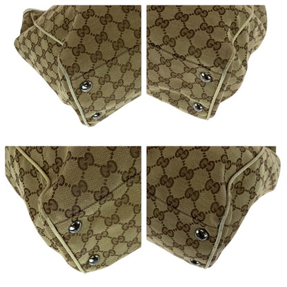 GUCCI Tote Bag 153213 GG canvas Beige White SilverMetal