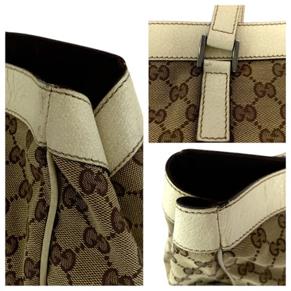 GUCCI Tote Bag 153213 GG canvas Beige White SilverMetal