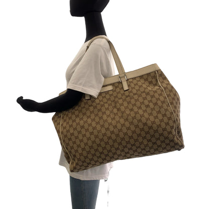 GUCCI Tote Bag 153213 GG canvas Beige White SilverMetal