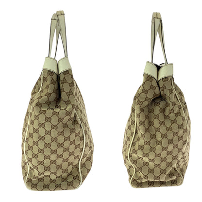 GUCCI Tote Bag 153213 GG canvas Beige White SilverMetal