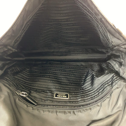 PRADA Shoulder Bag Nylon Black SilverMetal Test Triangle With logo