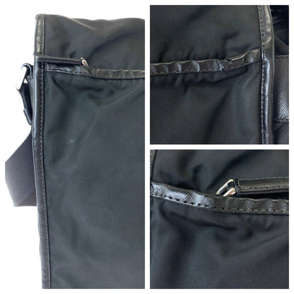 PRADA Shoulder Bag Nylon Black SilverMetal Test Triangle With logo