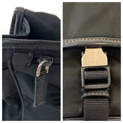 PRADA Shoulder Bag Nylon Black SilverMetal Test Triangle With logo