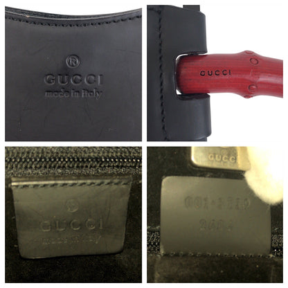 GUCCI Shoulder Bag 001 3739 leather Black black red Bamboo