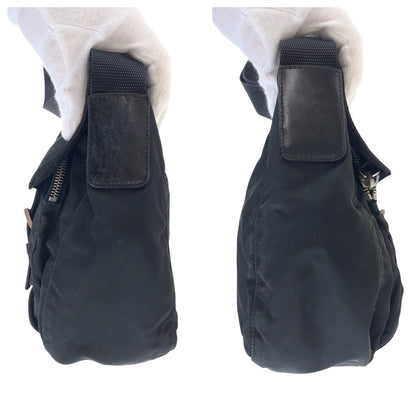 PRADA Shoulder Bag Nylon Black SilverMetal Test Triangle With logo