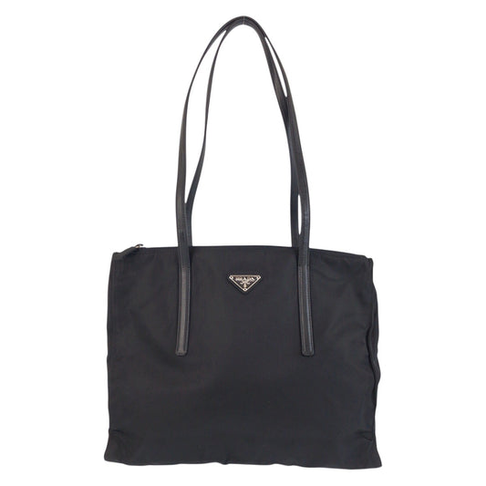 PRADA Shoulder Bag Nylon Black SilverMetal Test Triangle With logo