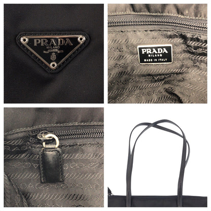PRADA Shoulder Bag Nylon Black SilverMetal Test Triangle With logo