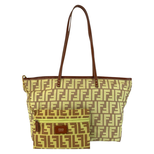 FENDI Tote Bag 8BH198 Nylon Yellow brown Zucca