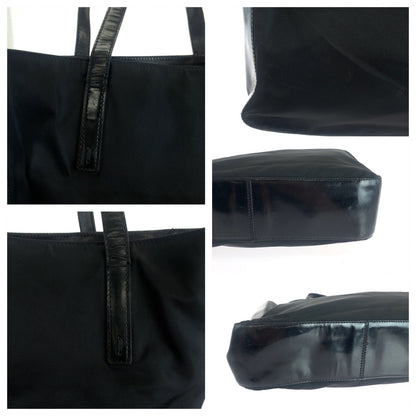 PRADA Tote Bag Nylon Black SilverMetal Test logo