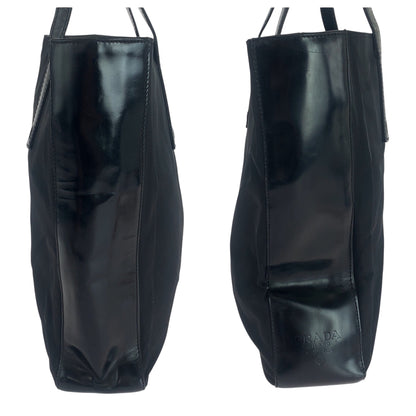 PRADA Tote Bag Nylon Black SilverMetal Test logo