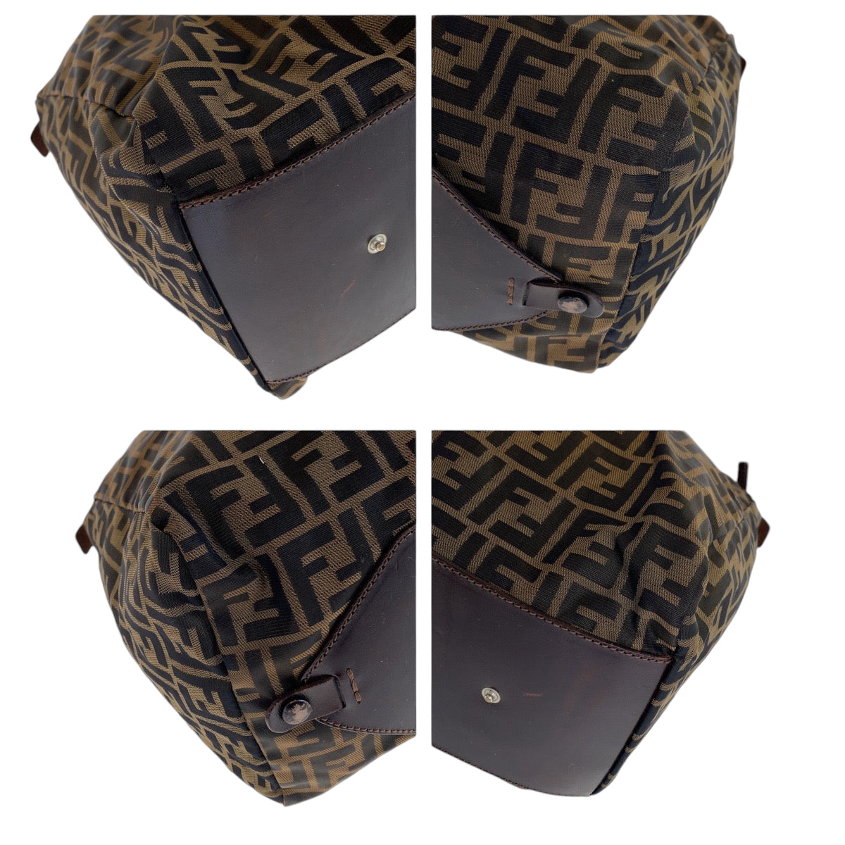 FENDI Boston Duffel bag 15418 0 009 canvas Brown Silver Metal Zucca