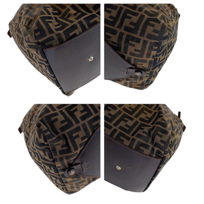 FENDI Boston Duffel bag 15418 0 009 canvas Brown Silver Metal Zucca