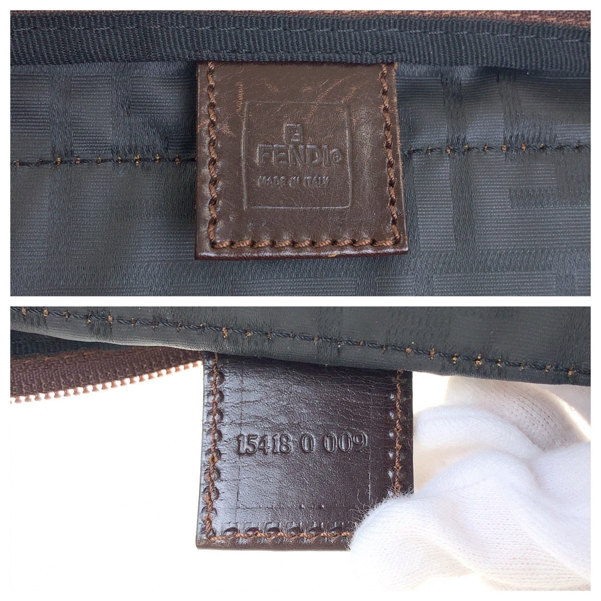 FENDI Boston Duffel bag 15418 0 009 canvas Brown Silver Metal Zucca