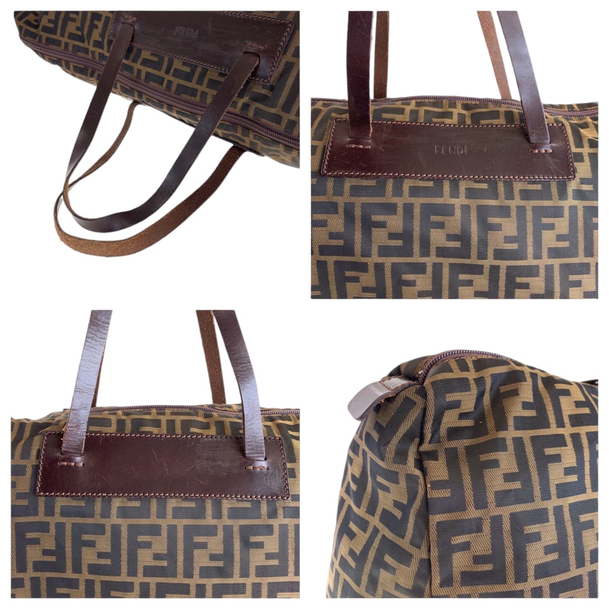 FENDI Boston Duffel bag 15418 0 009 canvas Brown Silver Metal Zucca