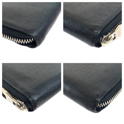 LOUIS VUITTON Long Wallet Purse M30503 leather black Taiga Zippy Wallet Vertical