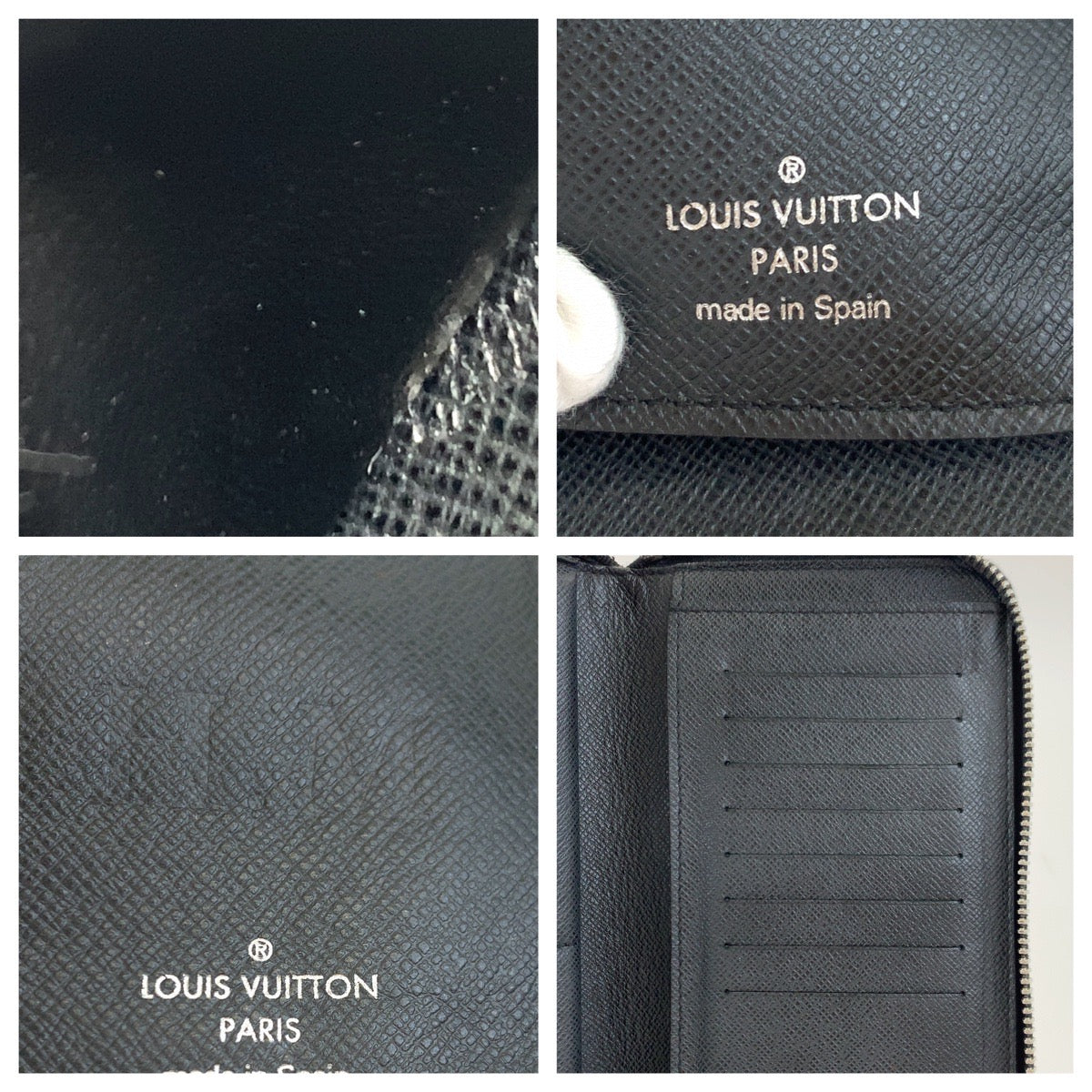 LOUIS VUITTON Long Wallet Purse M30503 leather black Taiga Zippy Wallet Vertical