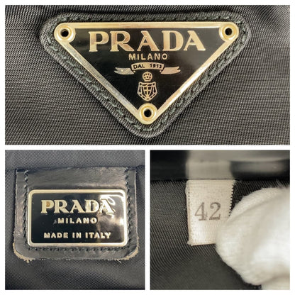 PRADA Shoulder Bag Nylon black Test Triangle With logo
