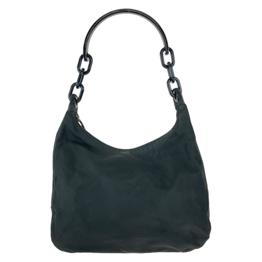 PRADA Shoulder Bag Nylon Black Silver Metal Test Triangle With logo