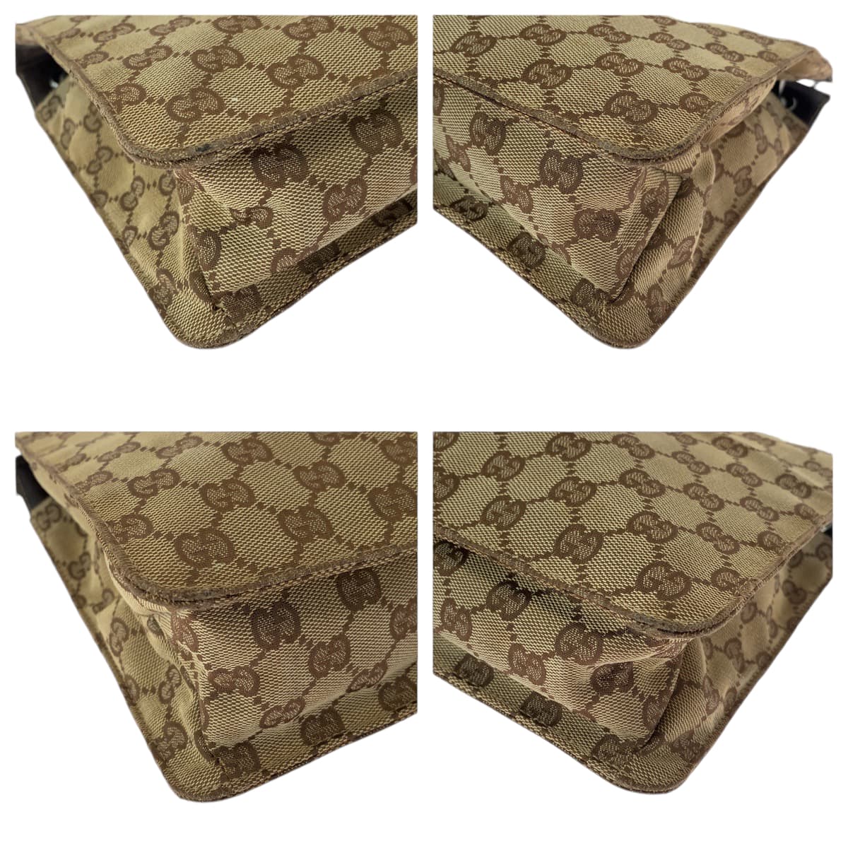 GUCCI Shoulder Bag 120841 GG canvas Brown Silver Metal