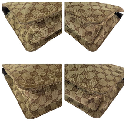 GUCCI Shoulder Bag 120841 GG canvas Brown Silver Metal