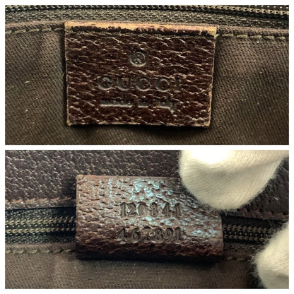 GUCCI Shoulder Bag 120841 GG canvas Brown Silver Metal