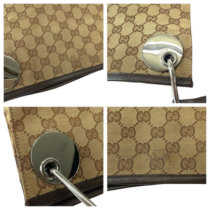 GUCCI Shoulder Bag 120841 GG canvas Brown Silver Metal