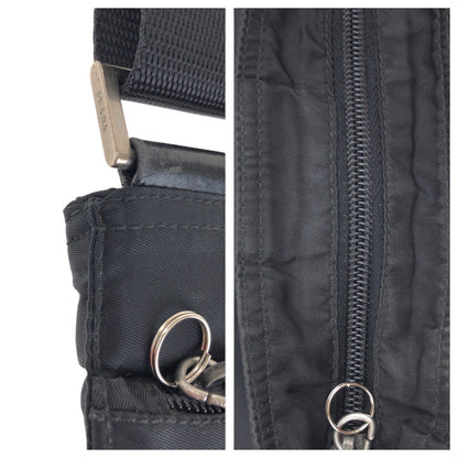 PRADA Shoulder Bag Nylon Black SilverMetal Test Triangle With logo