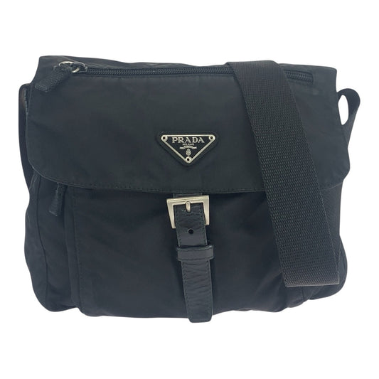 PRADA Shoulder Bag Nylon black Test Triangle With logo