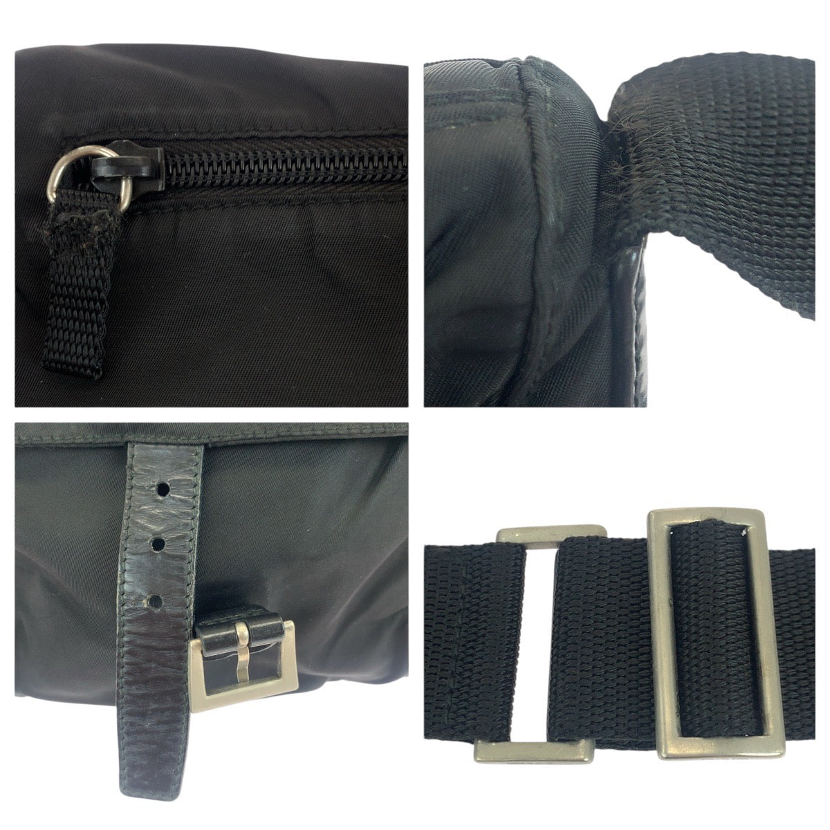 PRADA Shoulder Bag Nylon black Test Triangle With logo