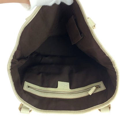 GUCCI Tote Bag 153009 GG canvas Beige White Gold Metal