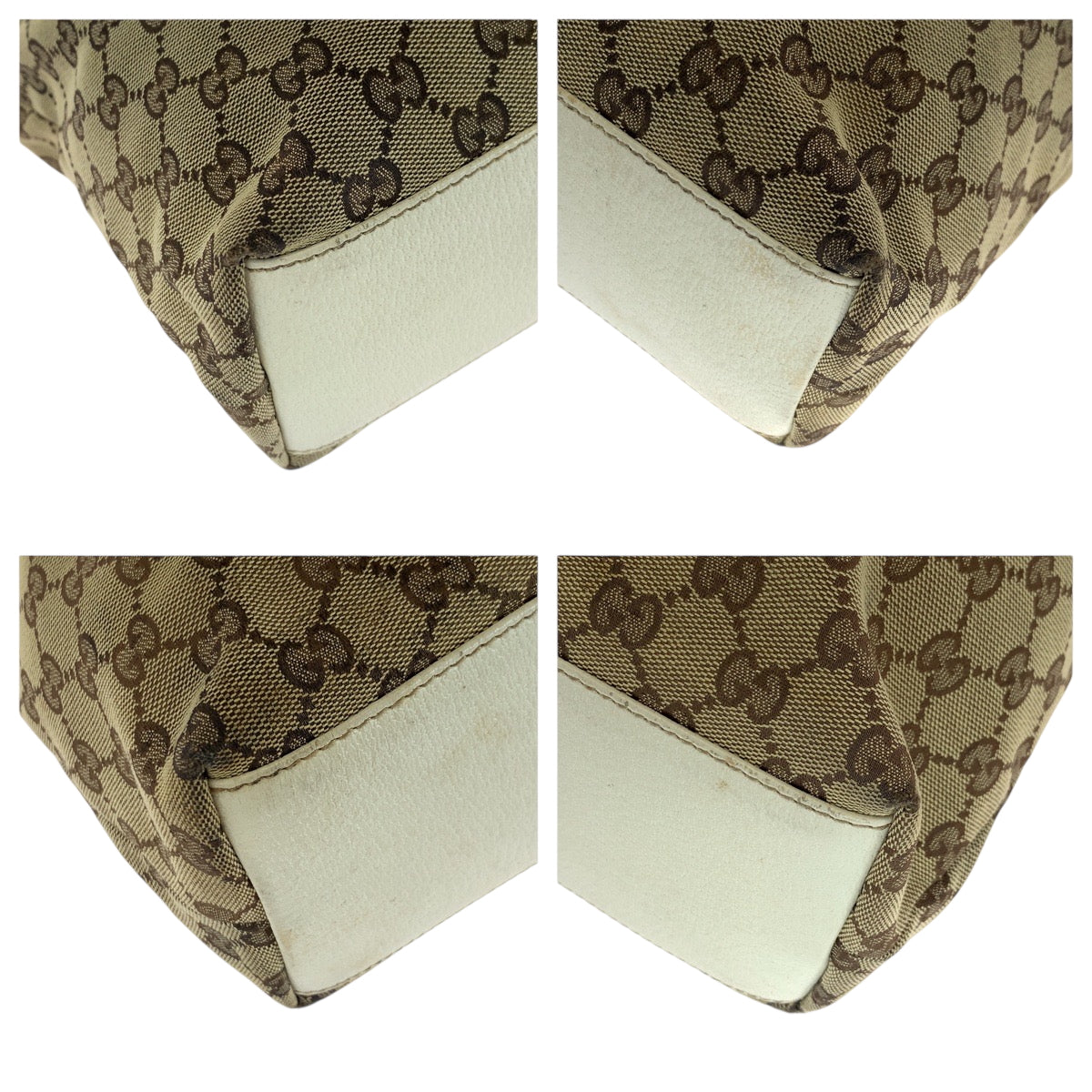 GUCCI Tote Bag 153009 GG canvas Beige White Gold Metal