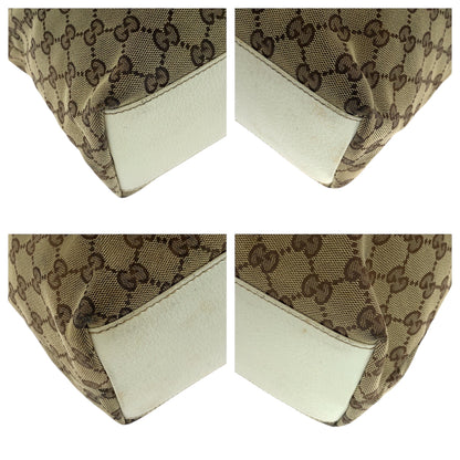 GUCCI Tote Bag 153009 GG canvas Beige White Gold Metal