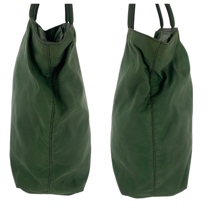 PRADA Tote Bag Nylon Khaki SilverMetal Test Triangle With logo