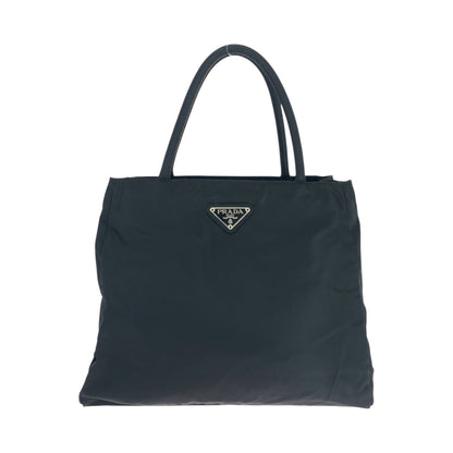 PRADA Tote Bag Nylon Black SilverMetal Test Triangle With logo