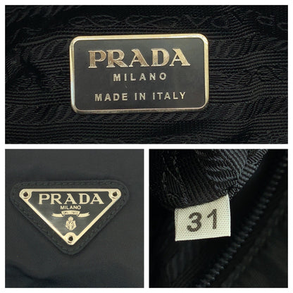 PRADA Tote Bag Nylon Black SilverMetal Test Triangle With logo