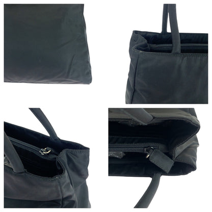 PRADA Tote Bag Nylon Black SilverMetal Test Triangle With logo