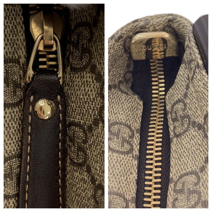 GUCCI Shoulder Bag 201446 GG Supreme Canvas Beige Brown Gold Metal