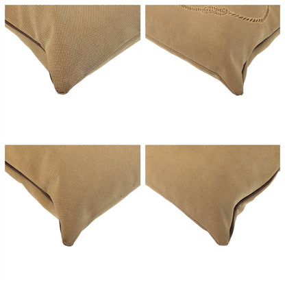 PRADA Shoulder Bag canvas Beige Brown SilverMetal Logo jacquard