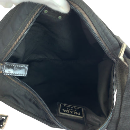 PRADA Shoulder Bag Nylon Black SilverMetal Test Triangle With logo