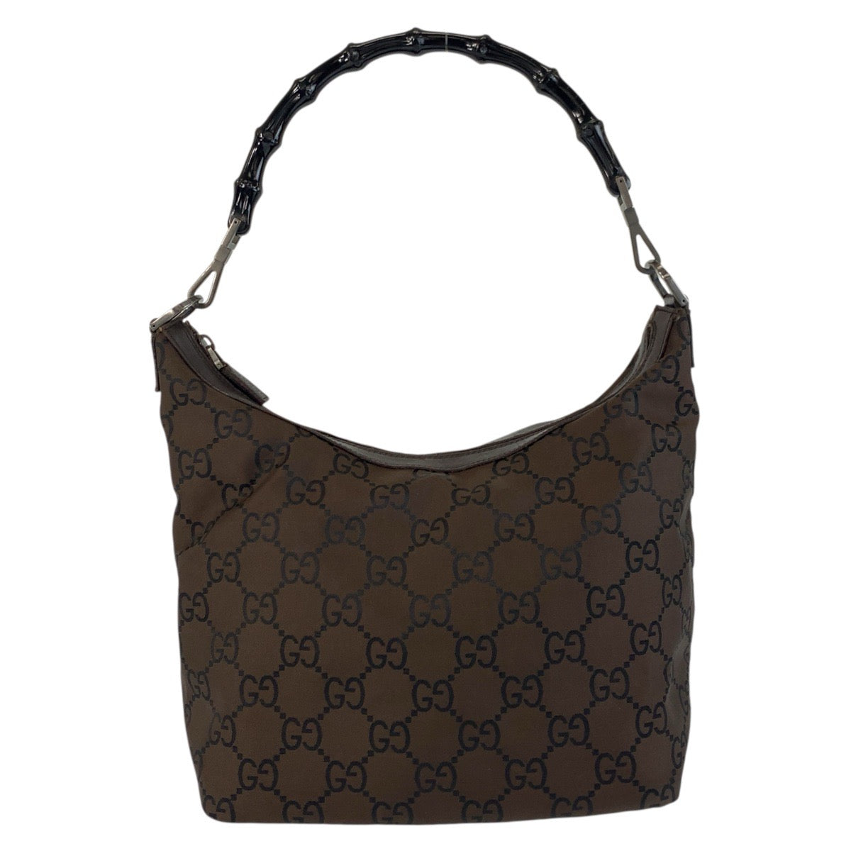 GUCCI Shoulder Bag 000 0531 Nylon Brown Bamboo GG pattern