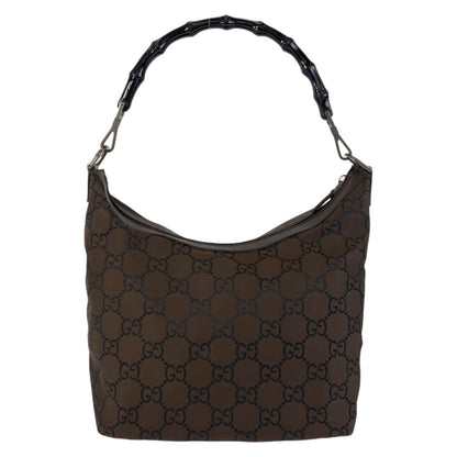 GUCCI Shoulder Bag 000 0531 Nylon Brown Bamboo GG pattern