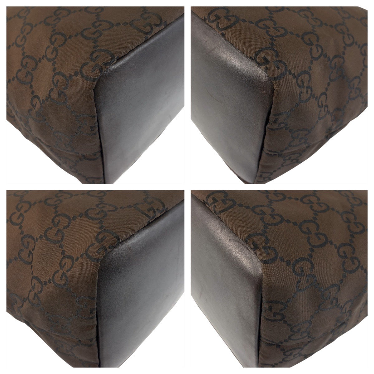 GUCCI Shoulder Bag 000 0531 Nylon Brown Bamboo GG pattern
