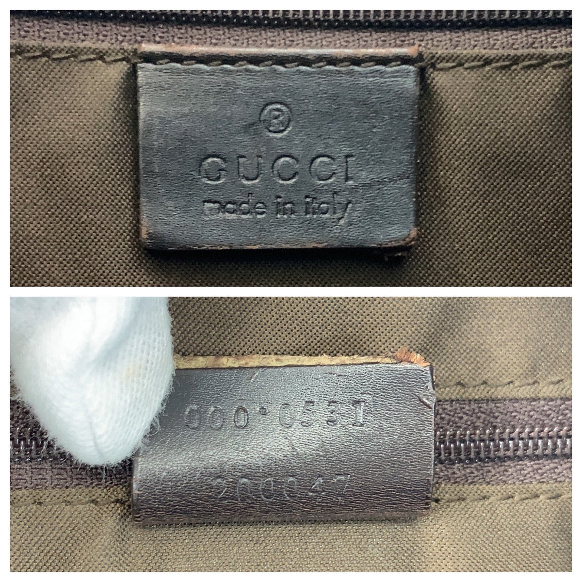 GUCCI Shoulder Bag 000 0531 Nylon Brown Bamboo GG pattern